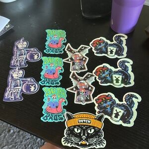 Dutch Bros Skeleton and Cat Sticker Collection